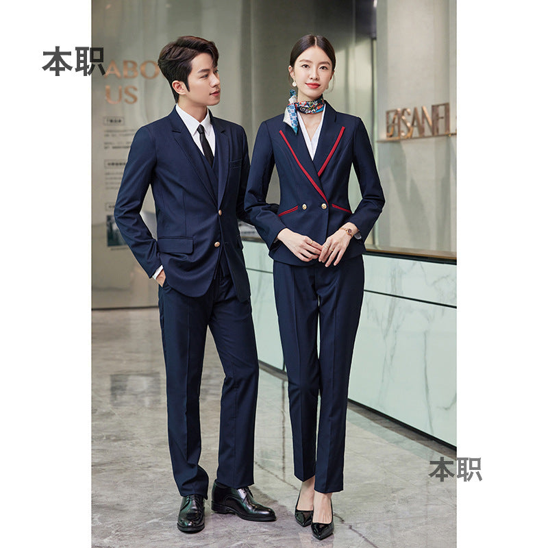 Professional Suit suit Men's and Women's Hotel Work Uniform Suit Property Customer Service Business Commuter Front Office Work Clothes Autumn