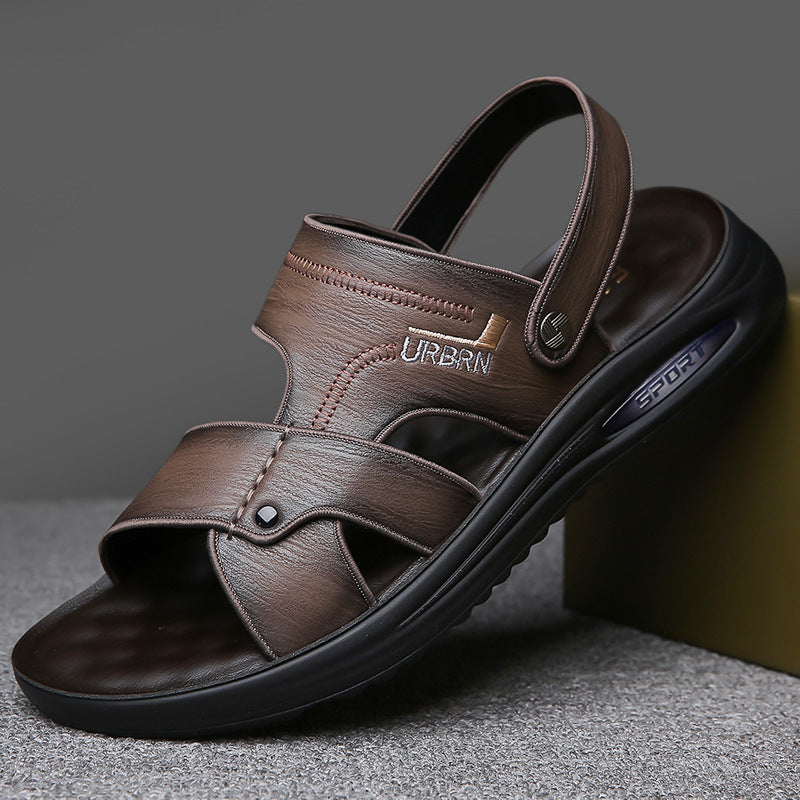 Men's Sandals Men's Trendy 2025 New Outer Wear Wear-Resistant Beach Shoes Soft Sole Soft Surface Men's Sandals and Slippers Factory Direct Sale