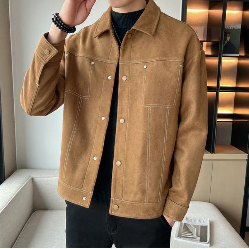 Leather Jacket for Men, Spring and Autumn 2025 New Style, Cool and High-End Korean Style Casual Leather Jacket for Men, Trendy