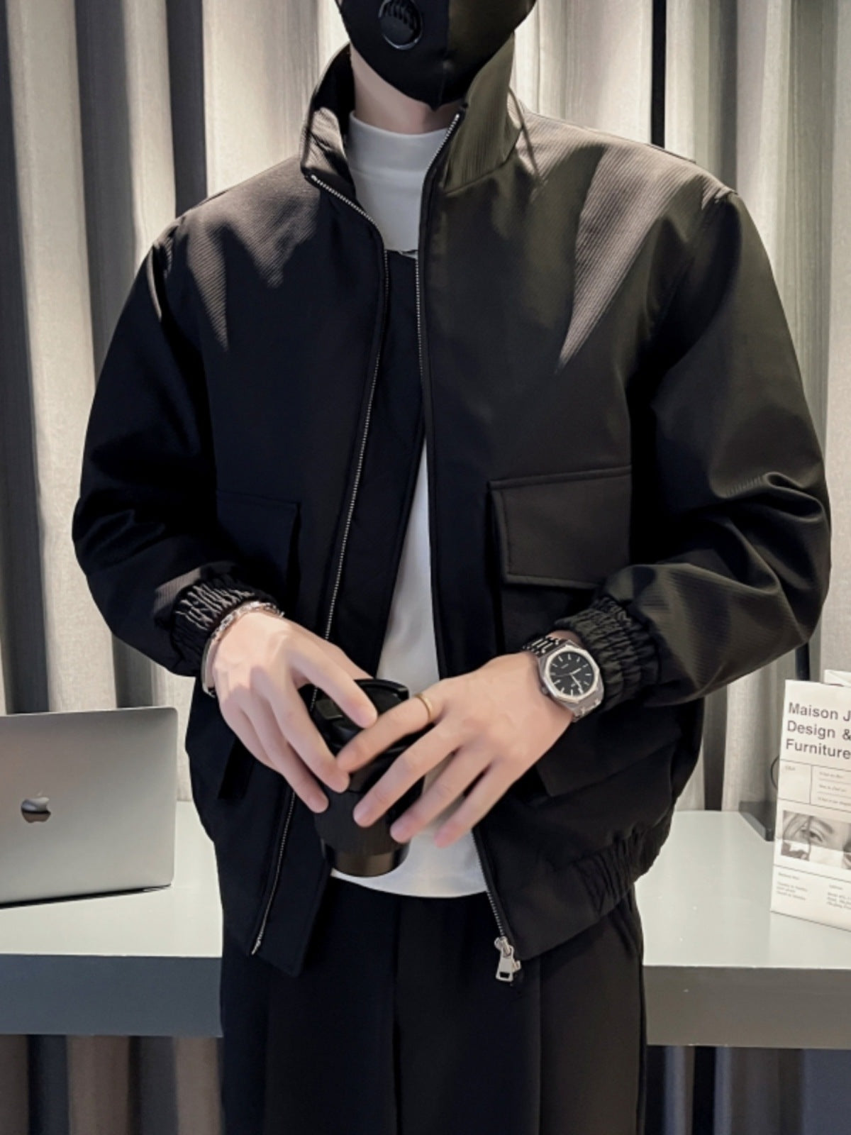 2025 New Work Jacket Men's Ins Trendy Casual Tops Handsome Men's Jackets Spring and Autum Stand-Up Collar Jackets