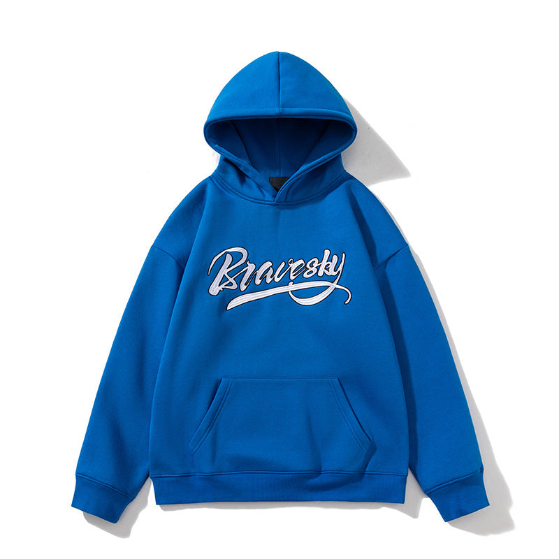 2026 National Trend Fleece-Lined Sweatshirt New Original Design with Embroidery, American Style Hooded Sweatshirt, Autumn and Winter Warm Jacket