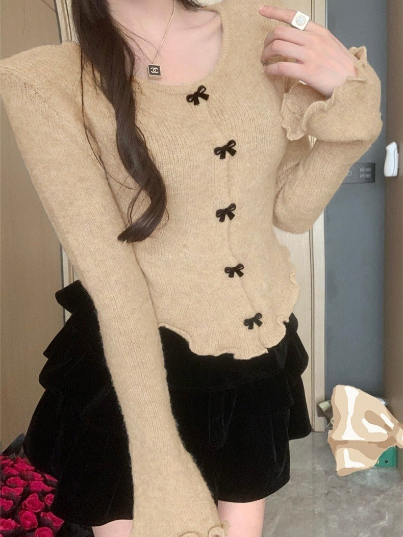 Red elegant fashion sweater women's autumn and winter 2024 New sweater undershirt short top slim fit
