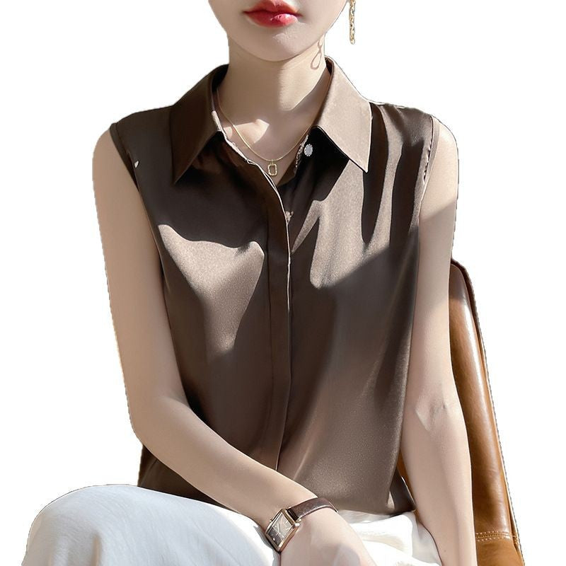 Wholesale New Summer Thin Sleeveless Women's Shirts Anti-Wrinkle Draped Women's Inner Shirts with Suit Tops Women's Clothing