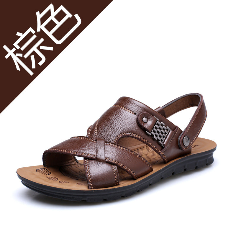 2026 Summer New Men's Sandals Trendy Genuine Leather Beach Shoes Large Size Top Layer Cowhide Casual Men's Slippers