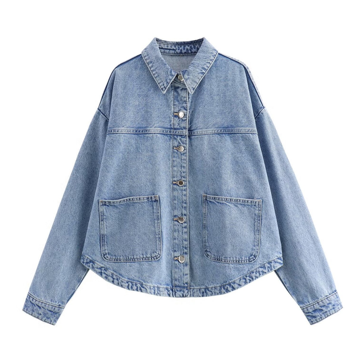 Aliexpress Exclusive New Women's Fashion Versatile Turn-Down Collar Single-Breasted Pocket Denim Shirt-Style Jacket