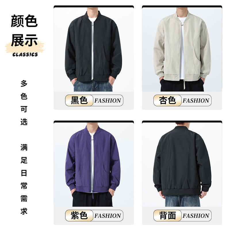 2025 Men's Jacket Simple Coat Youth Top Trendy Baseball Jacket Fashion Business Single Jacket Men's Wholesale