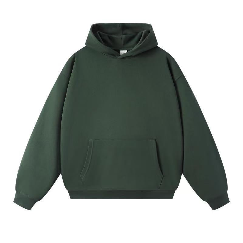 Trendy Brand Heavyweight 400g Terry Crewneck Sweatshirt Couple Pullover Autumn and Winter Thickened Coat Solid Color Loose Unisex Top