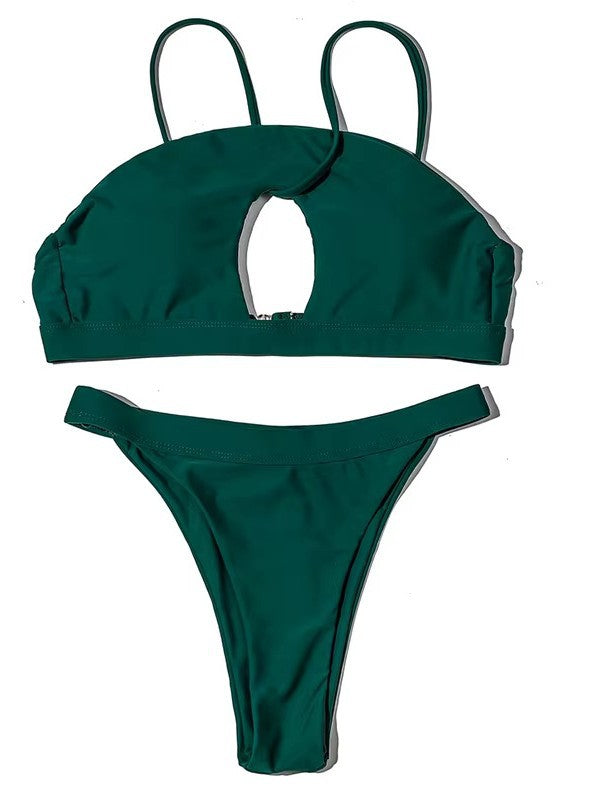 Billion swimming 2025 foreign trade new split bikini women sexy solid color strap low waist hollow swimsuit wholesale