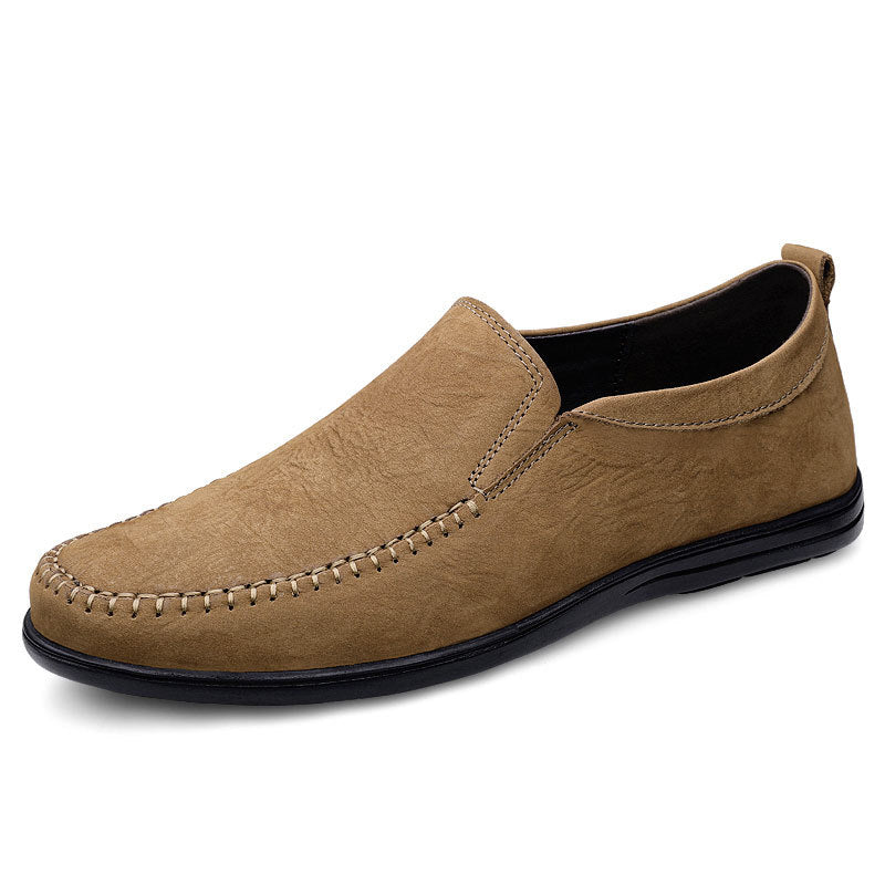 Men's Loafers Genuine Leather 2025 Winter First Layer Cowhide Single Shoes Men's Fashion Casual Leather Shoes Flat Men's Shoes