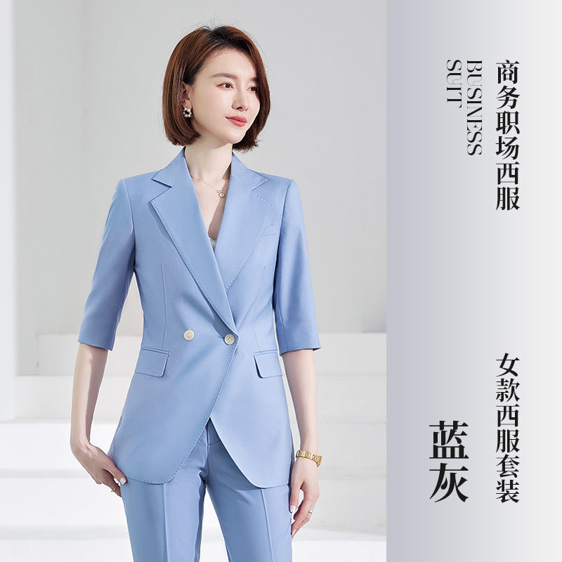 Women's Mid-sleeve suit Korean-style slim-fit professional formal wear business workwear uniform property administrative work clothes