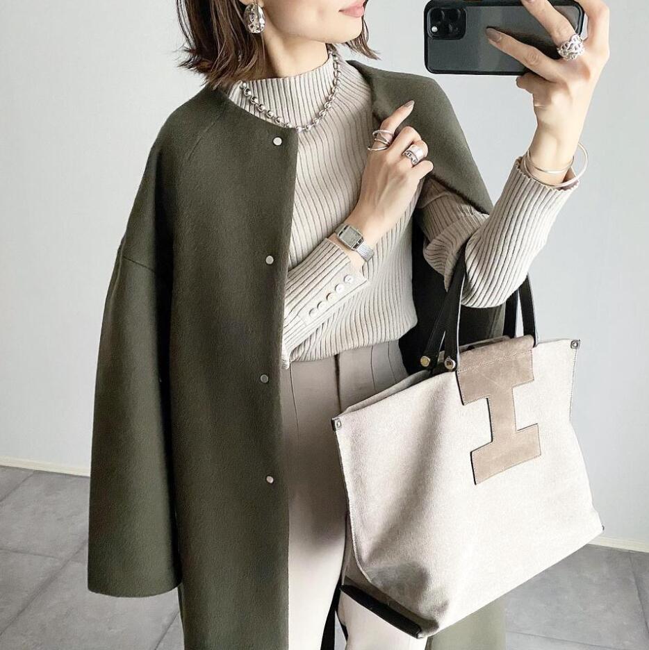 2026 Autumn/Winter New Style Lotte Ins Hot-Selling Loose Slimming Casual Simple Straight-Leg Coat Solid Color Overcoat for Women