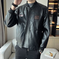 Men's Leather Jacket New Men's Handsome Leather Jacket Slim Trendy Korean Style Baseball Collar Jacket Men's Motorcycle Clothing Top