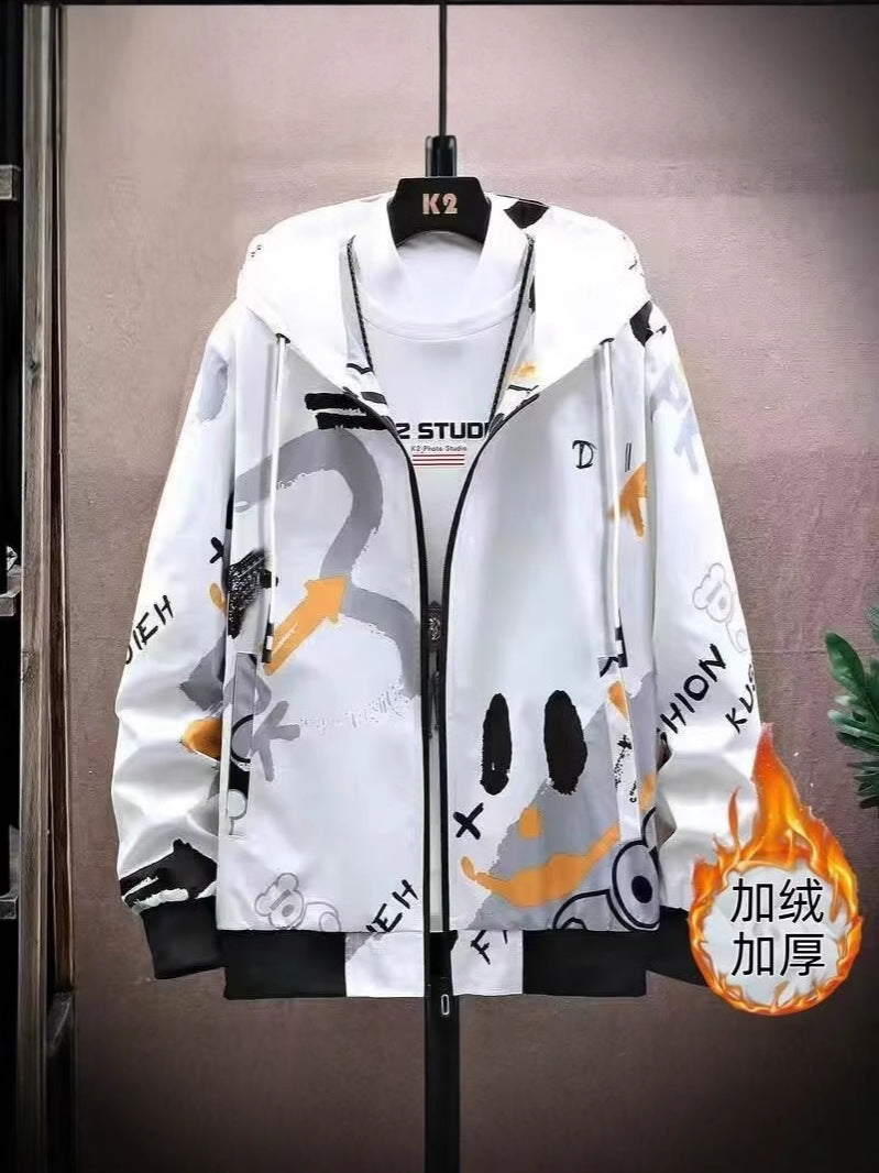 Korean-style New Hoodie Hong Kong-style Loose Simple Hooded Hoodie Cardigan Men's and Women's Fashionable Handsome All-match Jacket