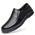 Mingfu Leather New Hollow Leather Sandals Soft Sole Soft Face Hole Shoes Breathable Casual Business Leather Sandals Dad Shoes