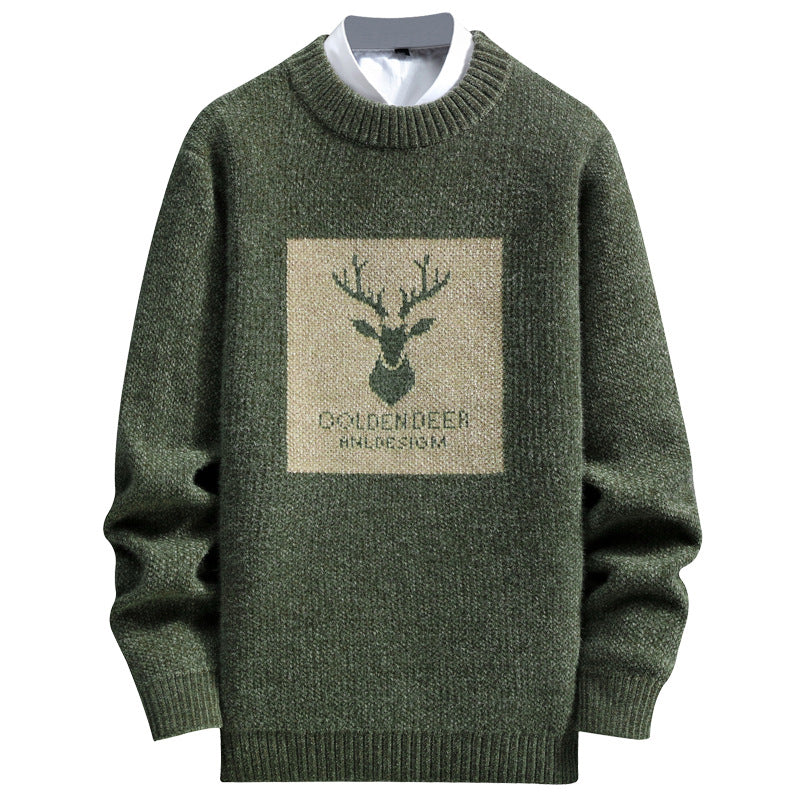 Sweater Men's Winter Cross-border 2024 New Style Knitted Sweater for Male Teenagers Spring and Autumn Middle School Students Warm Clothes Sweater Tide