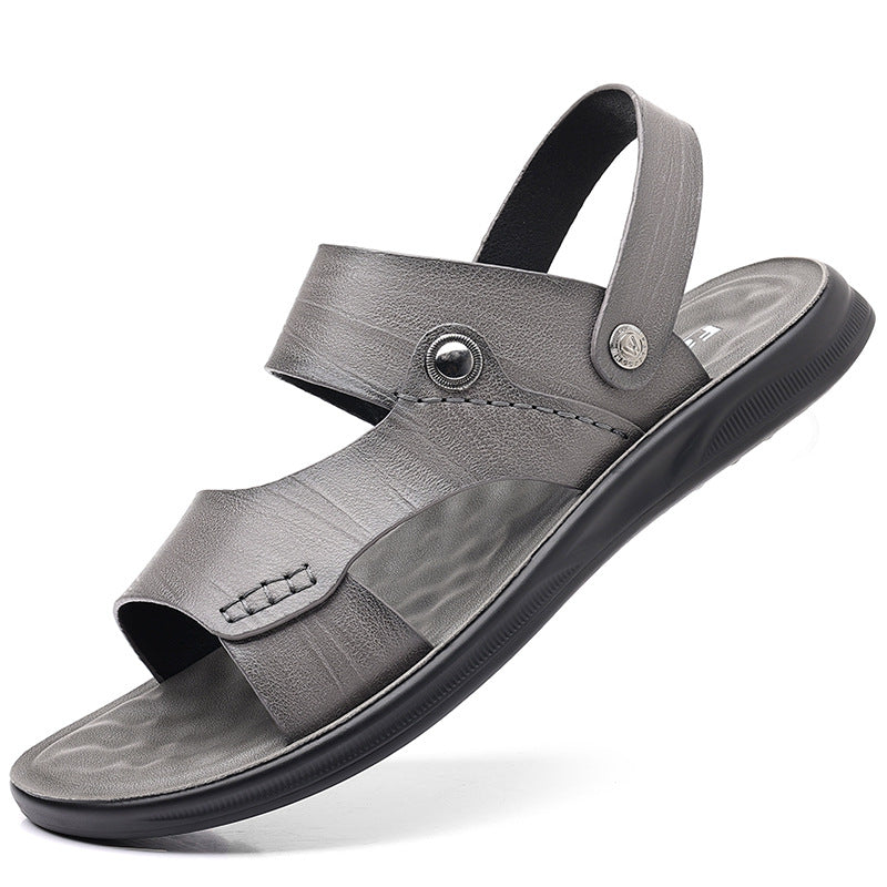 Sandals men's new men's outdoor beach shoes two wear soft sole factory direct sales a generation of leather sandals men