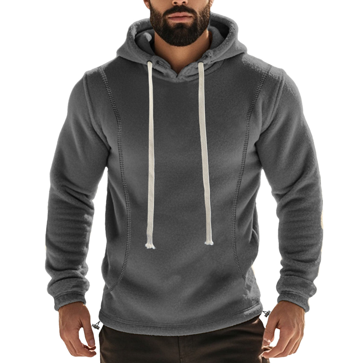 Cross-border Amazon autumn and winter  polar fleece hooded solid color sweater fleece-lined warm sports pullover hoodie