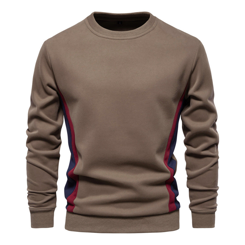 Autumn Sports Men's Long-Sleeved Men's New Splicing Casual Pullover Slim Sweatshirt Round Neck 2024 Cotton