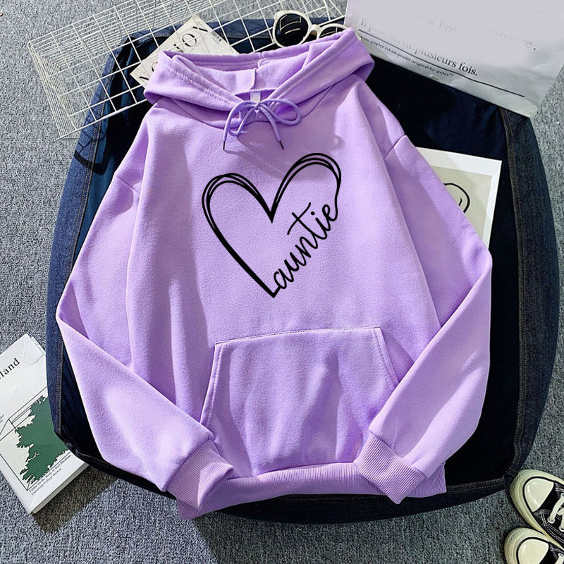 Foreign Trade Cross-border Auntie Love Printing Hooded Sweatshirt Autumn and Winter European and American Men's and Women's Jacket Coat Loose