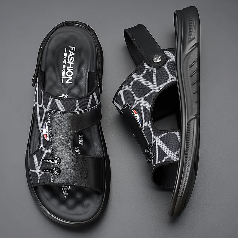 Men's Sandals 2026 New Summer Non-Slip Casual Dual-Wear Beach Shoes Men's Genuine Leather Soft-Soled Sandals Men's Trendy Style