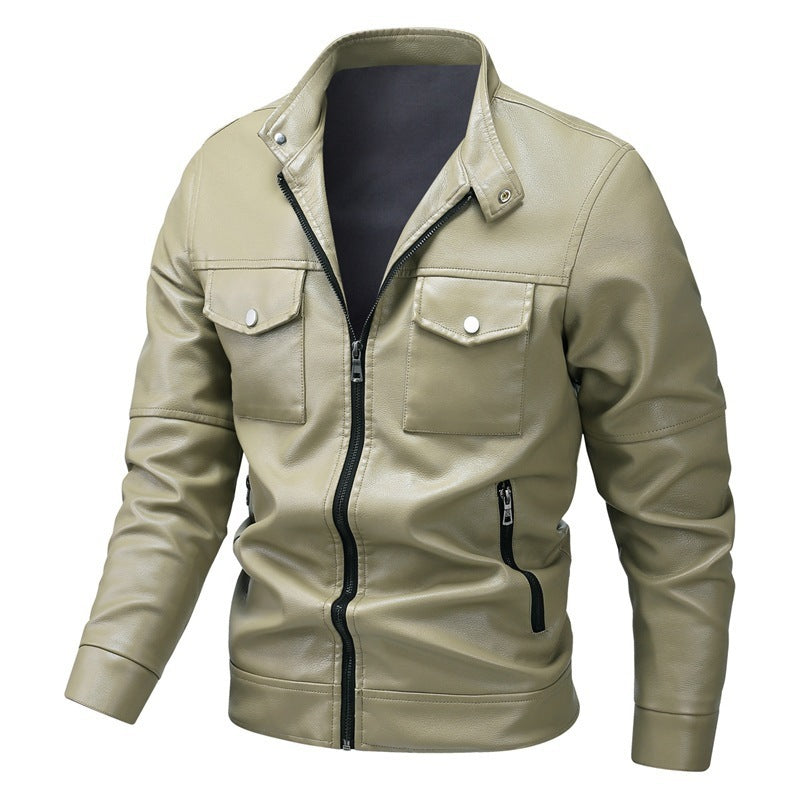 New Leather Jacket Men's Leather Jacket Single Casual Jacket Korean Style Trendy Slim and Handsome Youth Autumn and Winter