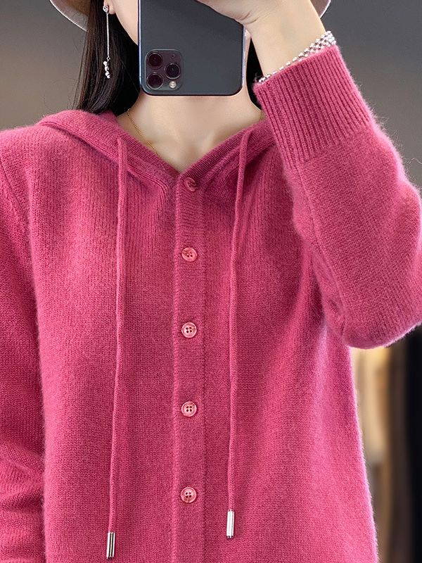 Autumn and winter New hooded cardigan long-sleeved women's hoodie Western style all-match sweater loose outer wear undershirt