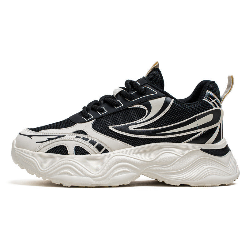 Men's Shoes, Spring Breathable Mesh Trendy Versatile Sneakers, Niche Design, Hong Kong Style Casual Thick-Soled Running Dad Shoes