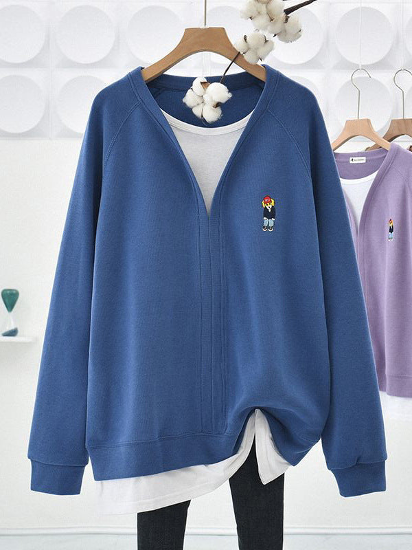 Women's Sweatshirt 2026 Spring, Autumn, and Winter New Style, Mid-Length, Loose, Stylish, Hip-Covering, Popular Top for Petite Figures