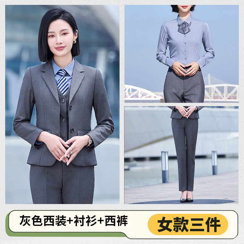 Autumn and Winter Thickened Men's Double-button Black Interview Business Dress Unisex Business Suit suit Three-piece Set