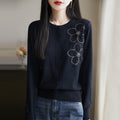Spring and Autumn New Women's Worsted Wool Knitted Sweater Round Neck Three-dimensional Flower Knitted Cardigan Fashion Sweater Coat Top