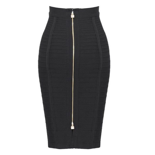 European and American Cross-Border Skirts for Women, High-Waisted Knee-Length Elastic One-Step Skirts, Knitted Hip-Hugging Skirts, Slim Bandage Skirts