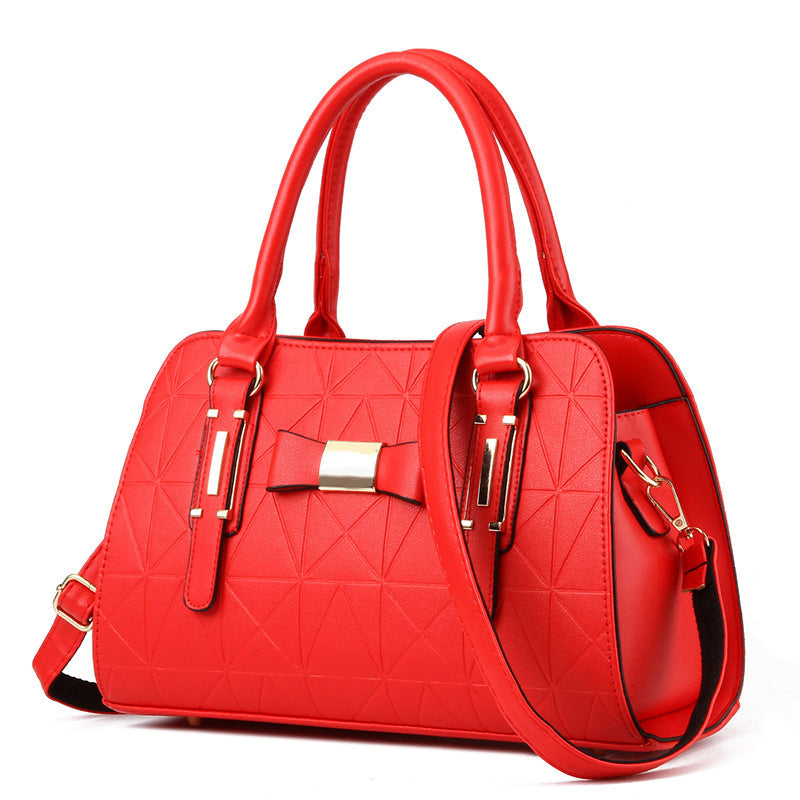 Bow women's bag embossed handbag foreign trade large capacity shoulder bag wholesale messenger bag simple mother bag