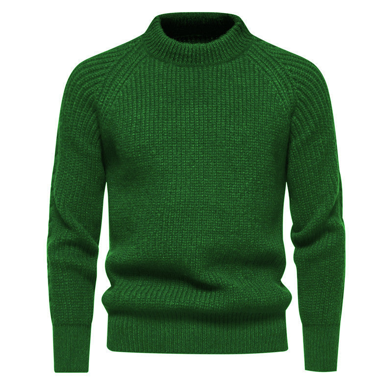 2026 New American Retro Sweater for Men, Autumn and Winter New Foreign Trade European Size Solid Color Round Neck Knit Sweater for Men