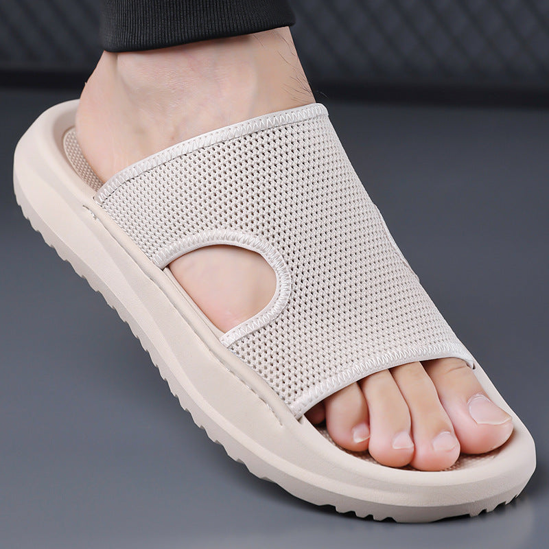 Sandals Men's New Summer Mesh Breathable Non-Slip Sandals Ultra-Light Thick Sole Heightening Sports and Leisure Beach Shoes