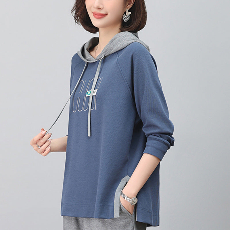Mom Hooded Pullover Sweatshirt Women's Loose Spring and Autumn 2024 New Middle-aged Casual Fashionable Collocation