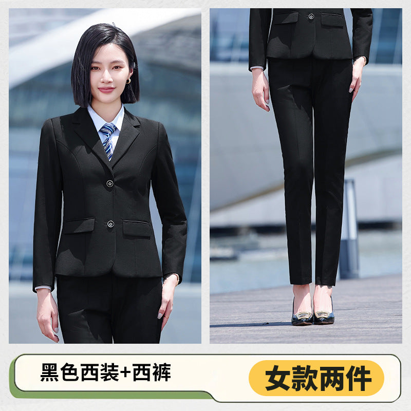 Autumn and Winter Thickened Men's Double-button Black Interview Business Dress Unisex Business Suit suit Three-piece Set