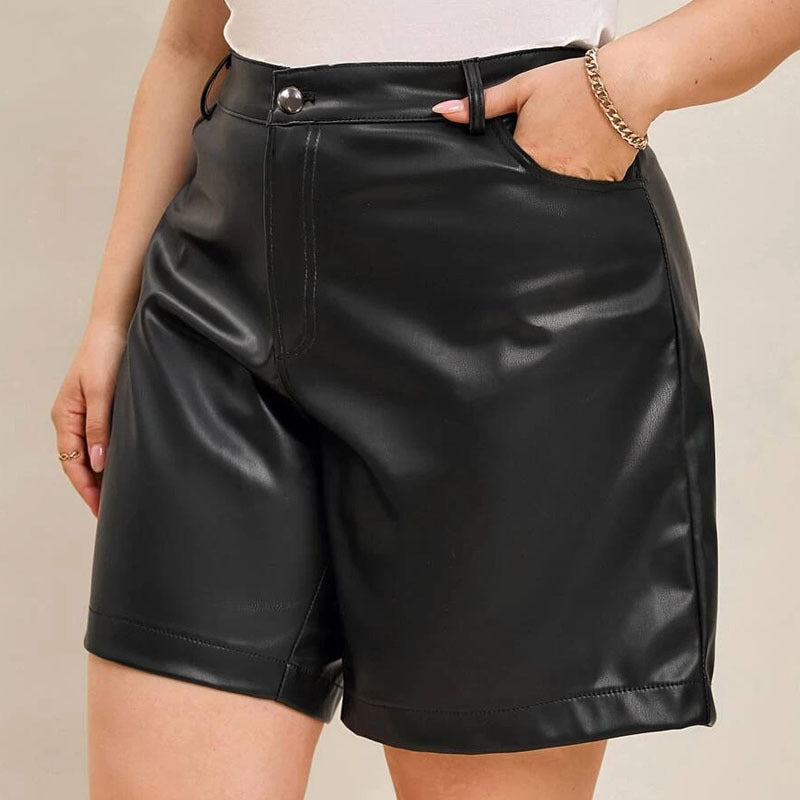 Leather pants women's PU leather shorts women's 25 new European and American plus size leather pants foreign trade women's leather shorts cross-border e-commerce now