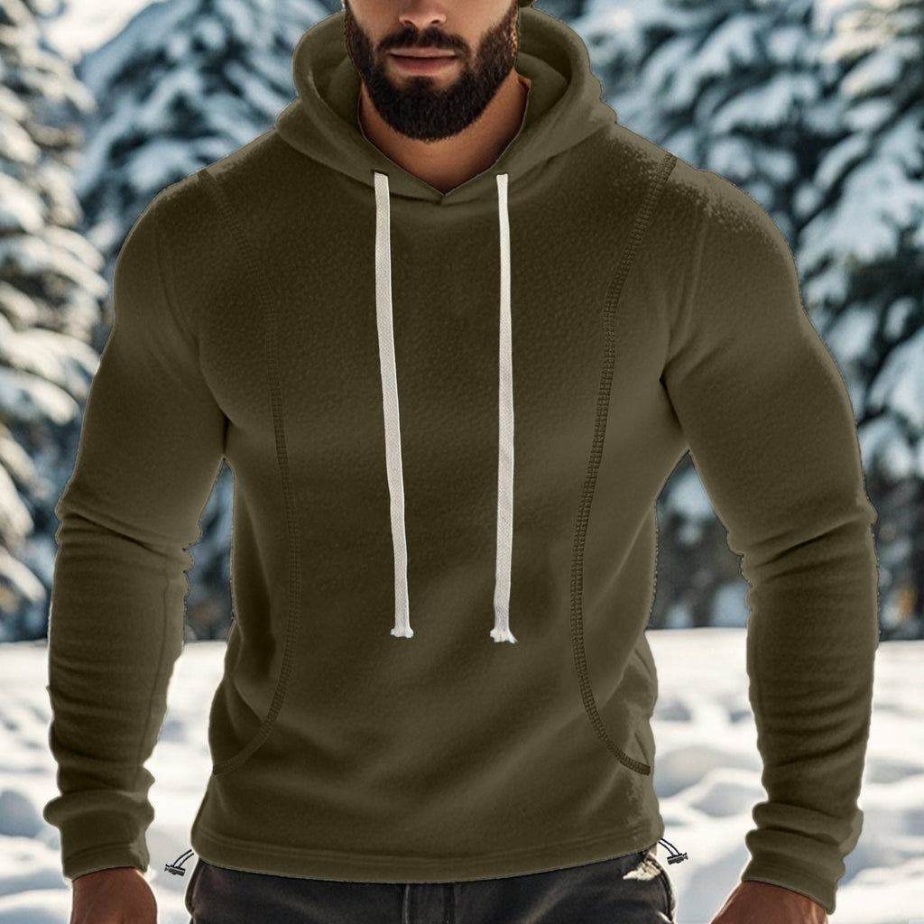 Cross-border Amazon autumn and winter  polar fleece hooded solid color sweater fleece-lined warm sports pullover hoodie