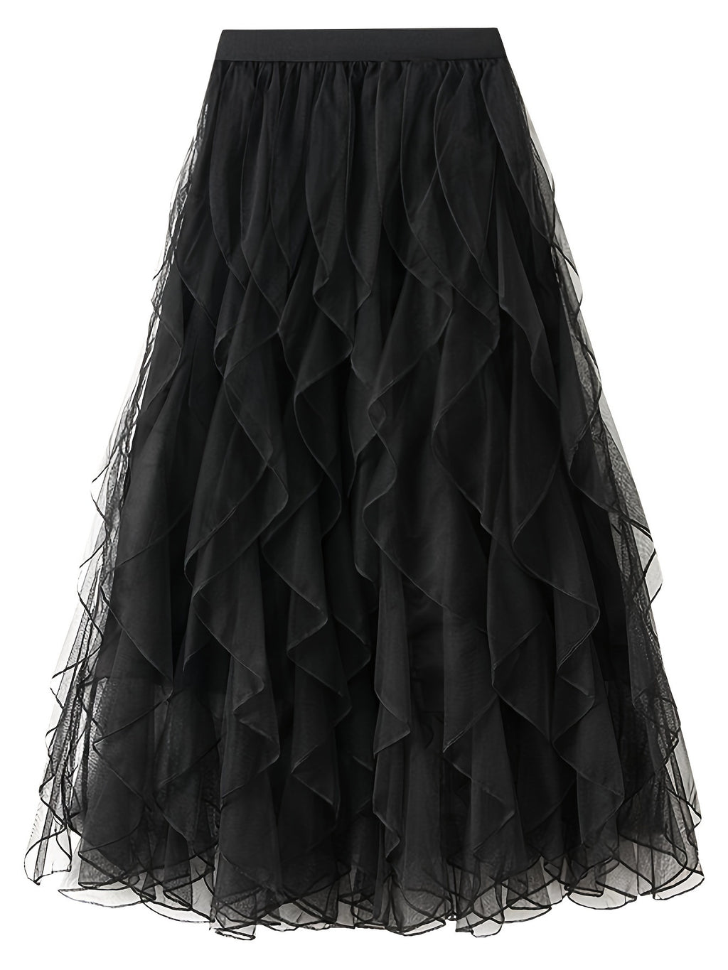 European and American Cross-Border Best-Selling Large Size Black Edge Ruffled Girls' Skirts Women's Skirts