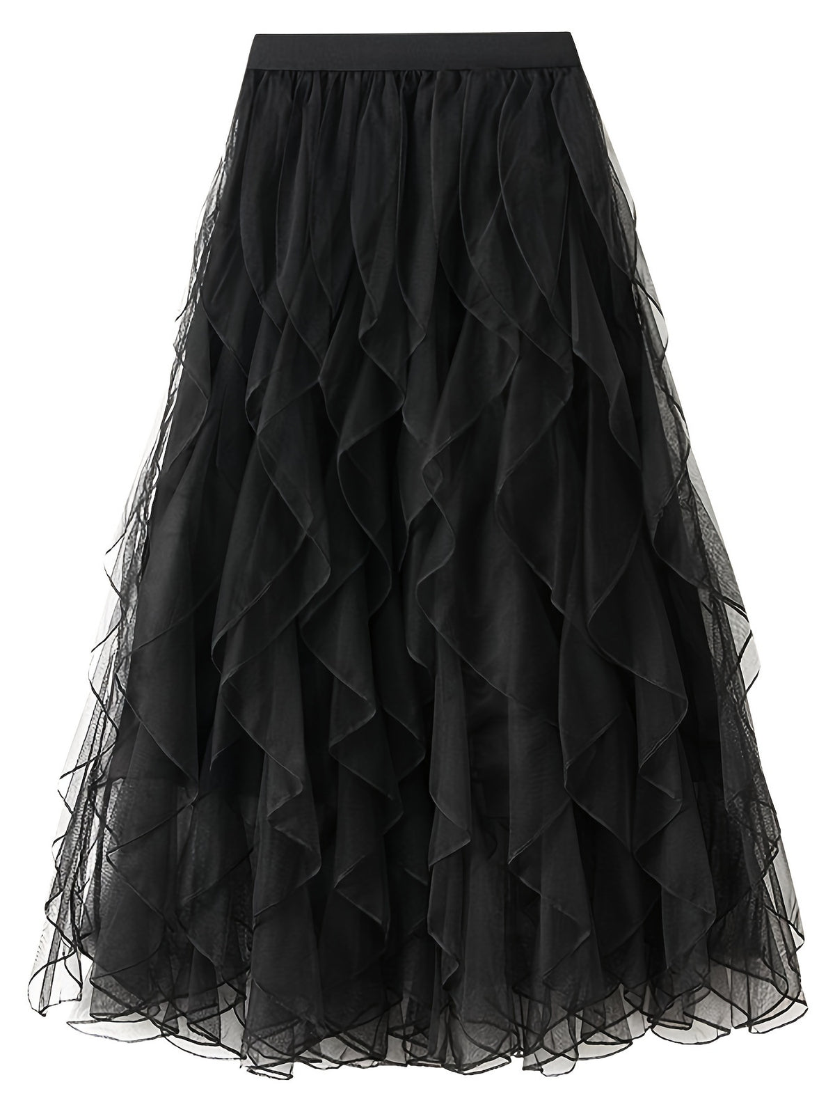 European and American Cross-Border Best-Selling Large Size Black Edge Ruffled Girls' Skirts Women's Skirts