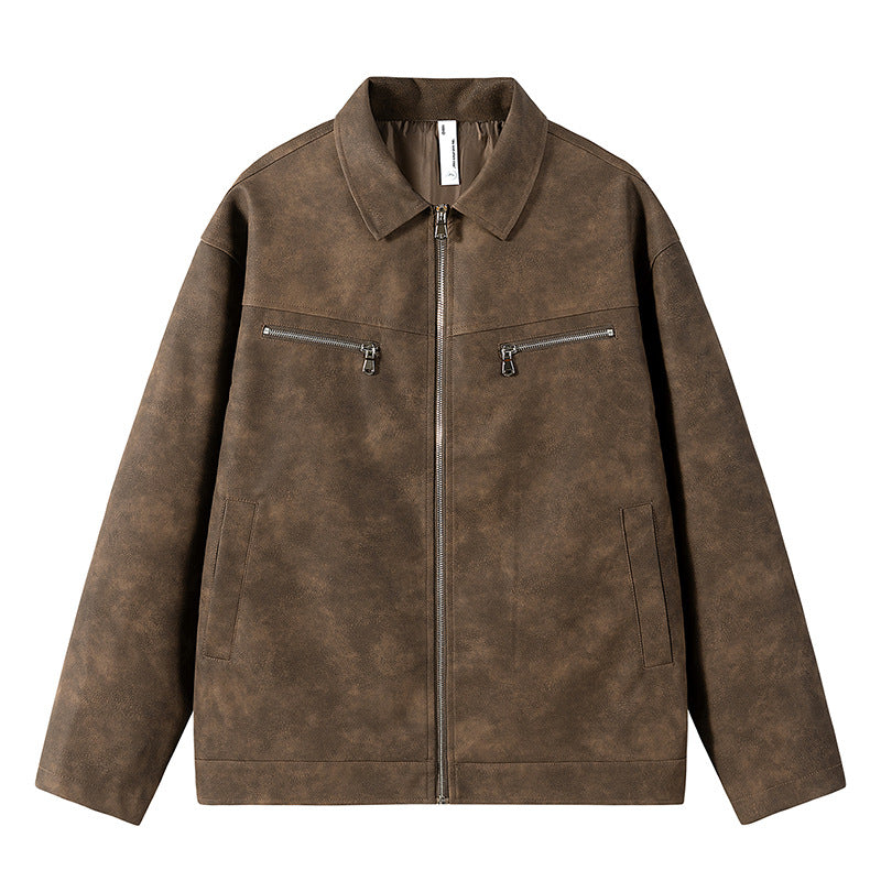 Fast 2024 Autumn New Jacket Loose Overalls Leather Jacket Men's Bike Clothing Leather Jacket Coat Fashionable Leather