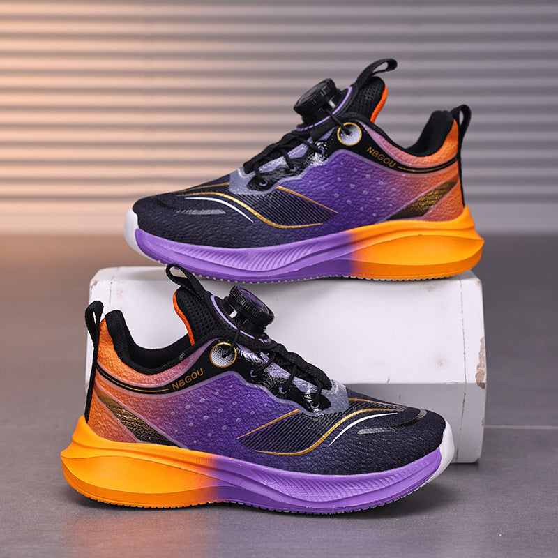 2025 New Style Rotary Buckle Boys' Sports Shoes Popular Lightweight Mesh Breathable Non-Slip Student Sports Shoes Trendy