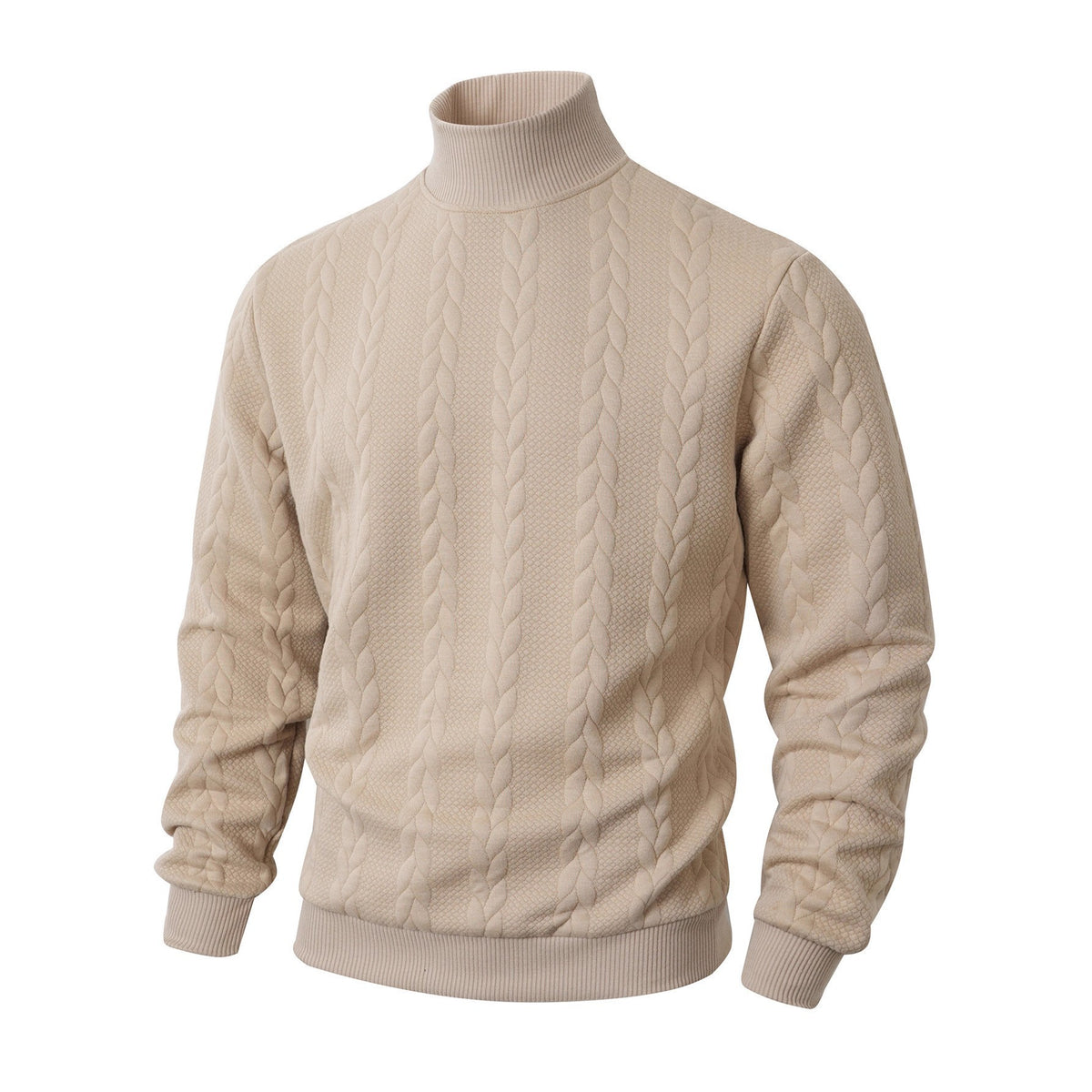 Cross-Border New Autumn and Winter Knitwears Pure Color Young Men's Fashion Jacquard Turtleneck Warm Wool Sweatshirts