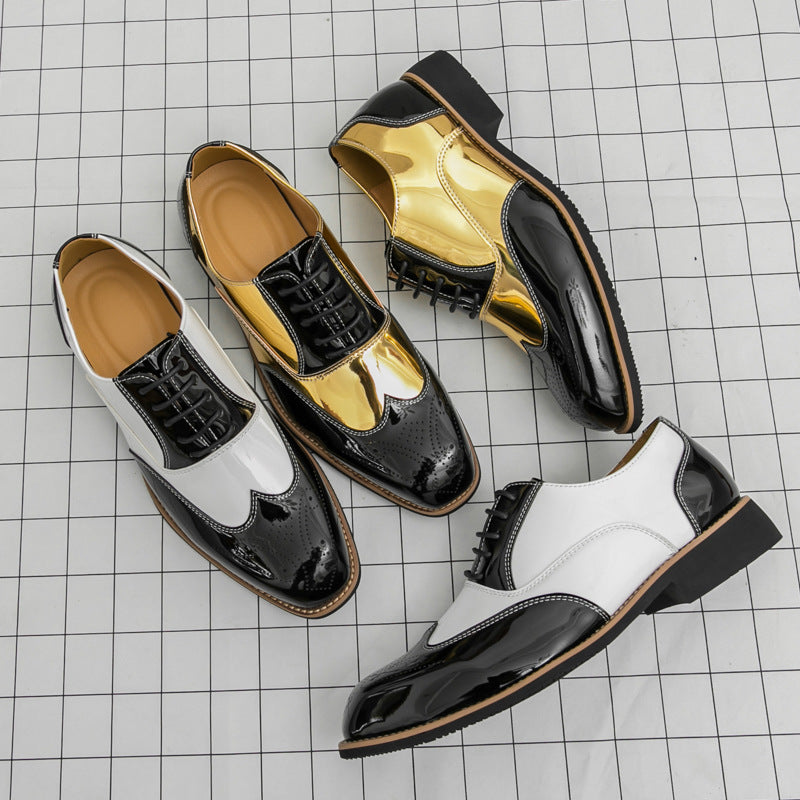 Men's Leather Shoes Cross-Border Large Size New Style Business Formal Shoes Fashionable Men's British Style Gentleman Leather Shoes Men's Wedding Shoes