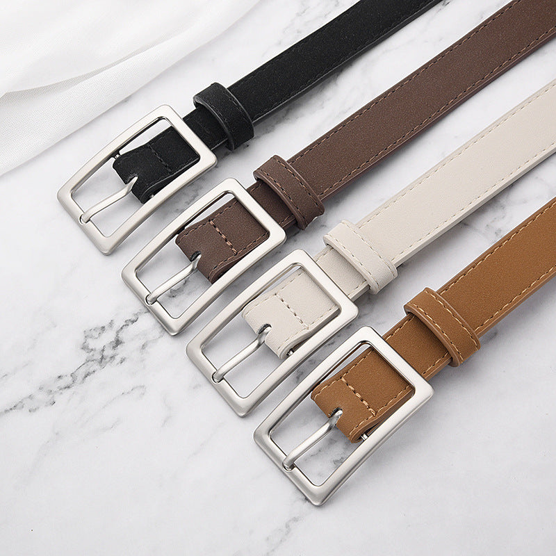 Men's Youth Belt Women's Casual All-match Belt Korean-style Belt Business Trousers with School Uniform Frosted Belt Women