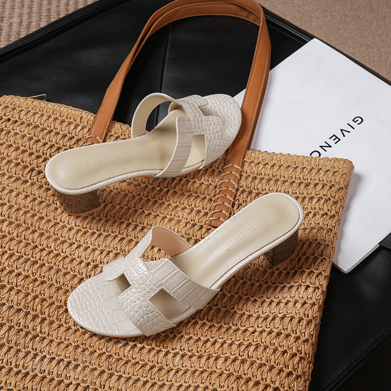 High-Heeled Shoes for girls 2026 New Summer Style, Elegant and High-End, Comfortable Thick-Heeled Sandals, Versatile 5cm Fashion Export