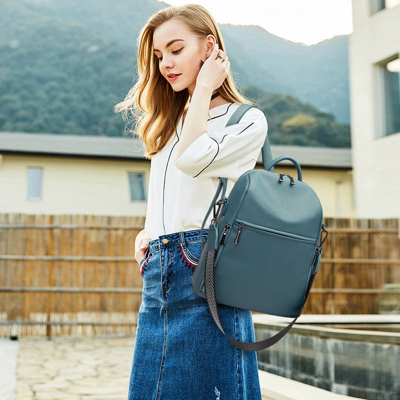 Genuine Leather Backpack for Women 2025 New Model Large Capacity Student School Bag with Multiple Pockets Urban Simple Versatile