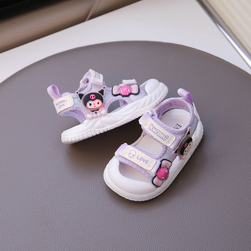 Girls Princess Sandals 2025 Summer New Little Girl Beach Shoes Children's Soft Sole Baby Shoes Cartoon Sandals