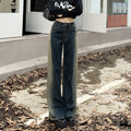 Vintage Wide-Leg Jeans for Women, Spring 2026 New Style, Retro Loose Fit, Slimming High-Waisted Straight Pants for Women