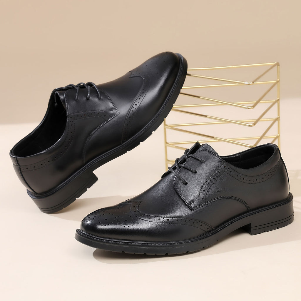 Leather Shoes for Men, Genuine Leather, High-End, Soft, Spring Season, Men's Business Formal Wear, Suit Leather Shoes, British Style, Wedding Shoes, Brogue Shoes
